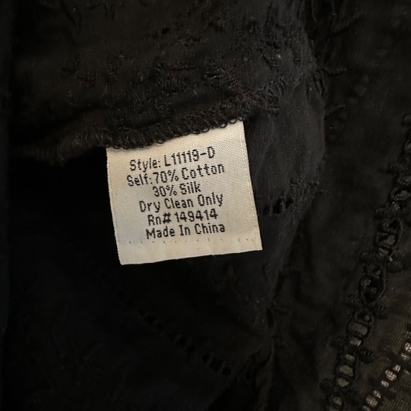 Johnny Was Embroidered Long Sleeve Black Blouse Size XS - Picture 7 of 16